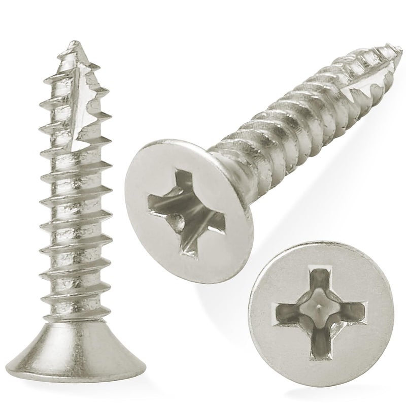 CAULDHAM Store Satin Nickel Wood Screws #9 x 1 Inch for Door Hinges - 25 Pack - Image 5